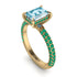 Hidden Halo Emerald Cut Aquamarine Engagement Ring - Ximena No. 404